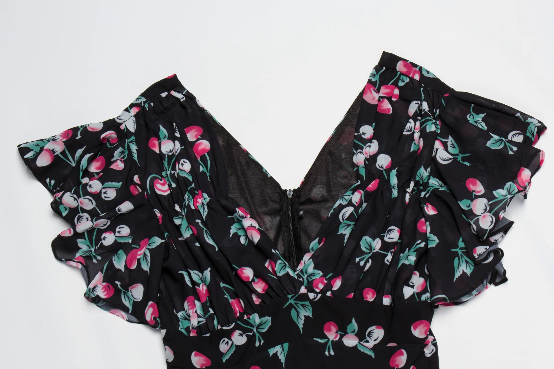 Женское платье средней длины с v образным вырезом и оборками винтажное милое