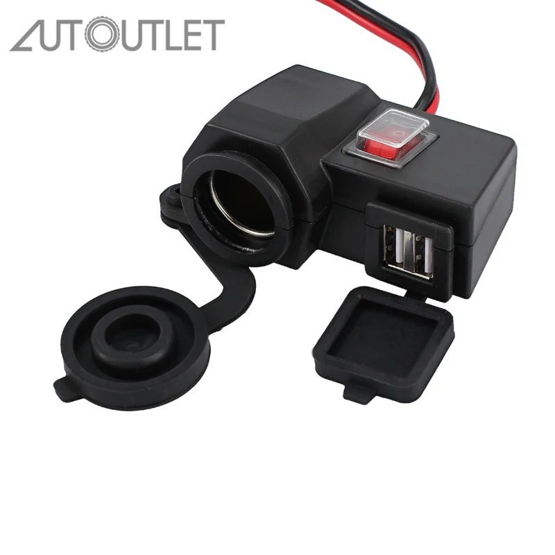 Авторозетка 2 в 1 для мотоцикла и автомобиля с двумя USB портами|Зажигалка| |
