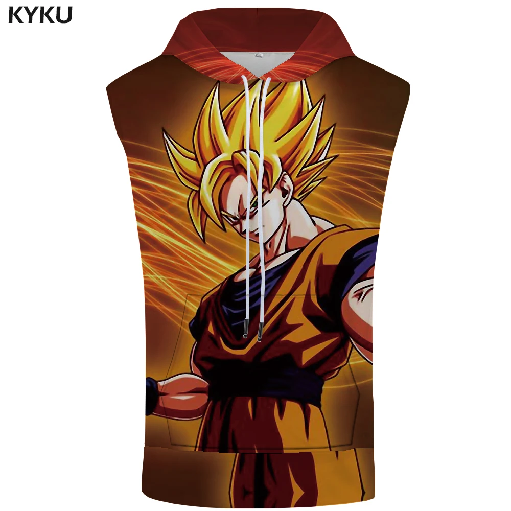 KYKU Dragon Ball Толстовка без рукавов куртка в стиле Гоку молния Стрингер месть рубашки 3D майка для бодибилдинга мужская одежда
