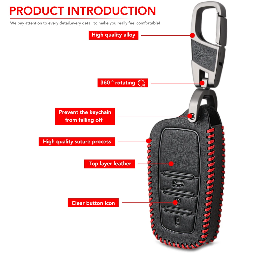 3 кнопки кожаный чехол для ключей Toyota Miral Fortuner Rav4 Highlander Crown Smart Key брелок