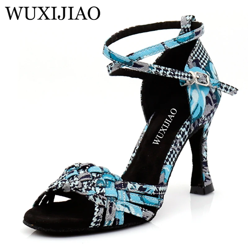Женские туфли для латиноамериканских танцев WUXIJIAO тканевые с принтом гусиные