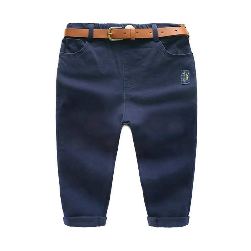 

2019 New Autumn Spring 2 3 4 6 8 Years Children'S Clothing Solid Color For Kids Baby Boys Cotton Long Pants Trousers With Belt