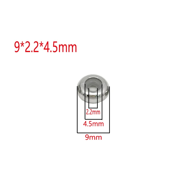 9x2.2x4.5-10Pcs Пробка из нержавеющей стали разделительные бусины с резиновой вставкой сердечника для управления DIY ожерелья и браслеты длина ювелирных изделий - Цвет: 9x2.2x4.5-10Pcs