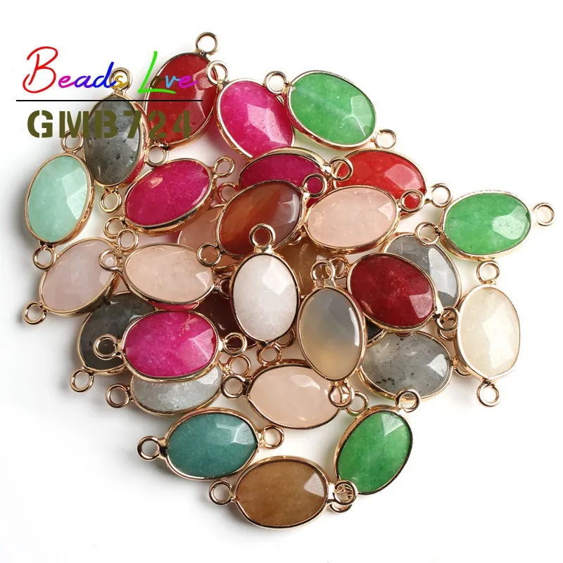 12mm Gold Oval Подвески из природного камня Кулоны из нержавеющей стали круглый овальной формы с двумя отверстиями разъемы для самостоятельного изготовления ювелирных украшений аксессуары Цепочки и ожерелья 8/10/12/14/15/18 мм 10 шт - Окраска металла: 12mm Gold Oval