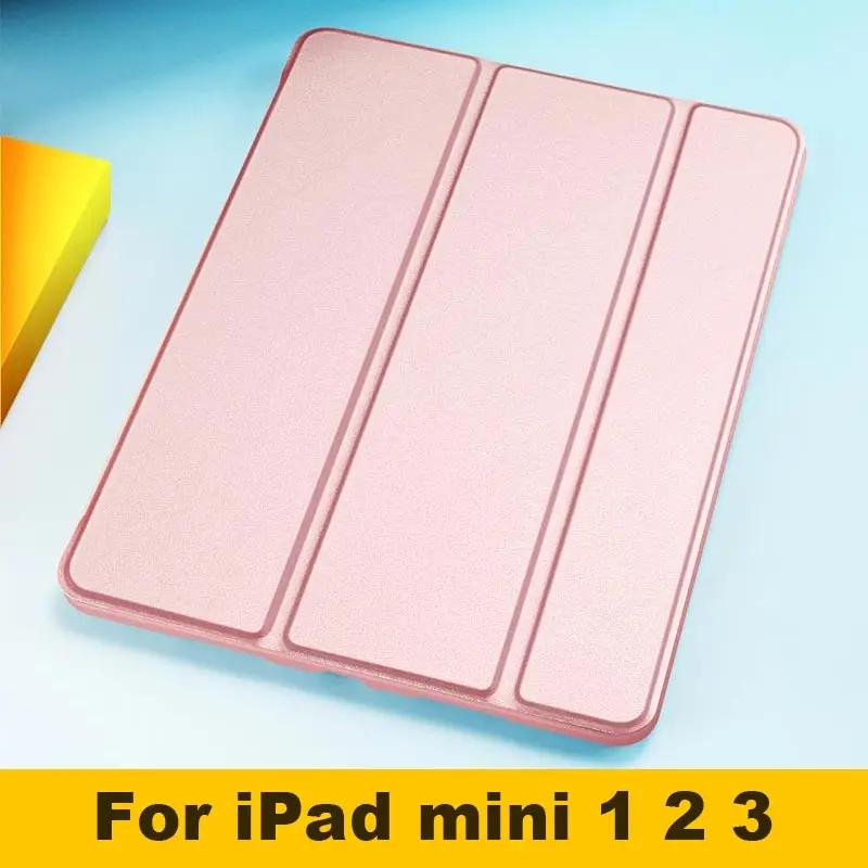 For mini 1 2 3 Pink Для Apple iPad mini 1 2 3, 4, 5, чехол, 7,9 дюймов, ультра тонкий, умный, магнитный, с подставкой, из искусственной кожи, силиконовый чехол для iPad mini 5, Funda - Цвет: For mini 1 2 3 Pink