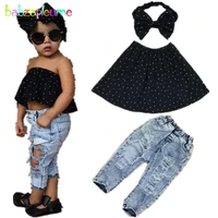 new kids clothes fashion hole jeans for boys denim pant toddler girls clothing set sleeveless tops baby girls outfits 3pcs a239