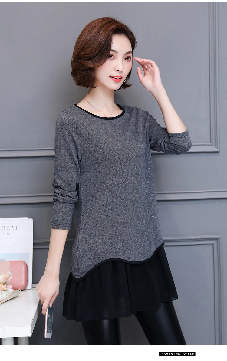 Blusas Mujer De Moda кимоно винтажные Лоскутные Женские топы и блузки винтажные женские туники с круглым вырезом Длинные рубашки размера плюс 5XL