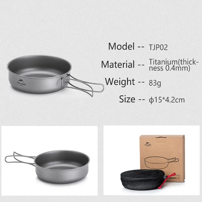 TJP02 pan Naturehike легкая высокопрочная Титановая посуда для походов на открытом воздухе портативный сковорода самоочищающаяся функция NH18T101-A - Цвет: TJP02 pan