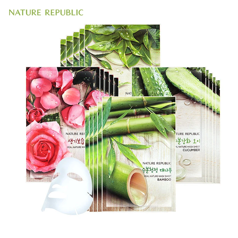12pcs/lot EXO Nature Republic Sheet Mask Moisturizing Oil Control Whitening Shrink Pores Facial Korean Face Mask|Средства для ухода