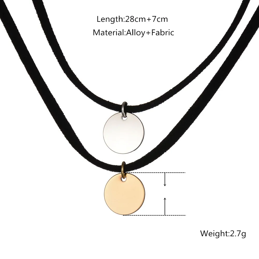 Vintage Black Velvet Women Choker Necklace Punk Gold Silver Round Coin Charm Short Necklaces Simple Summer Torques collier femme | Украшения