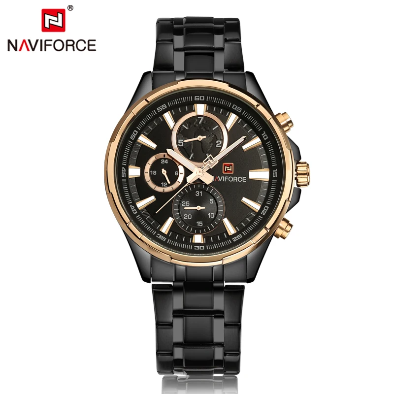 NAVIFORCE Топ Элитный бренд полный сталь повседневные часы модные спортивные