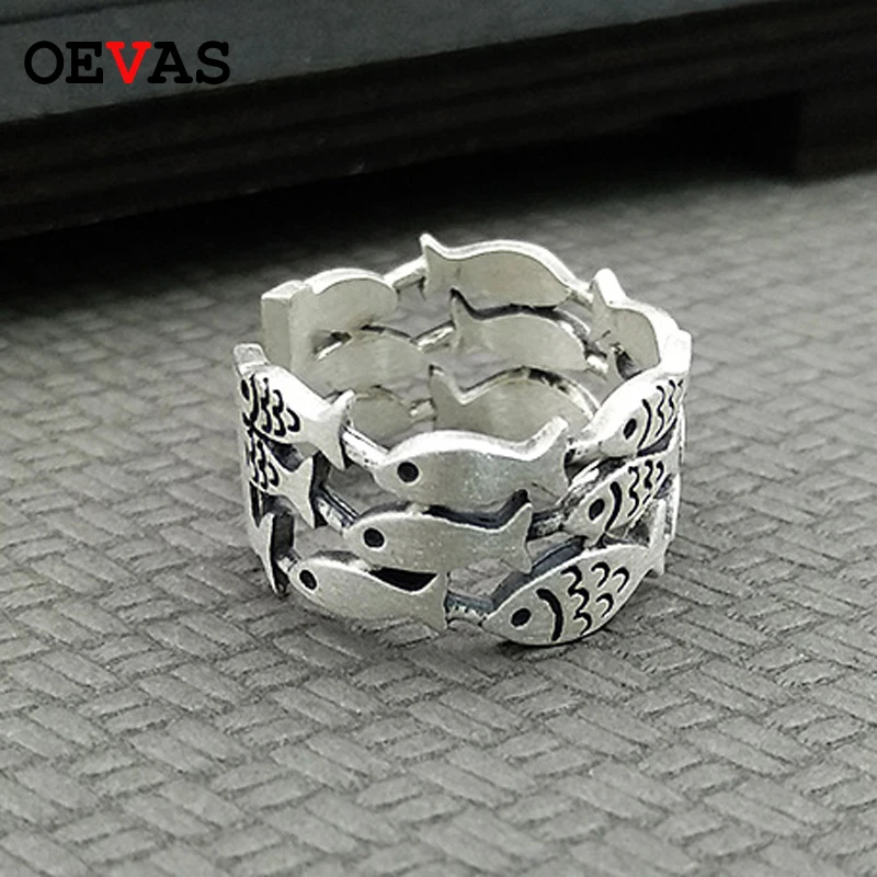 Oetas 100% 925 пробы серебряные кольца в виде рыбки вечерние ювелирные изделия стиле