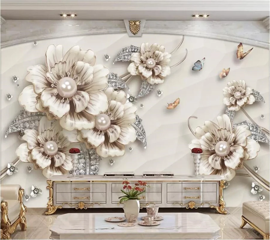 Обои на заказ 3d фотообои изысканная Роскошная стерео Ювелирное Украшение цветок