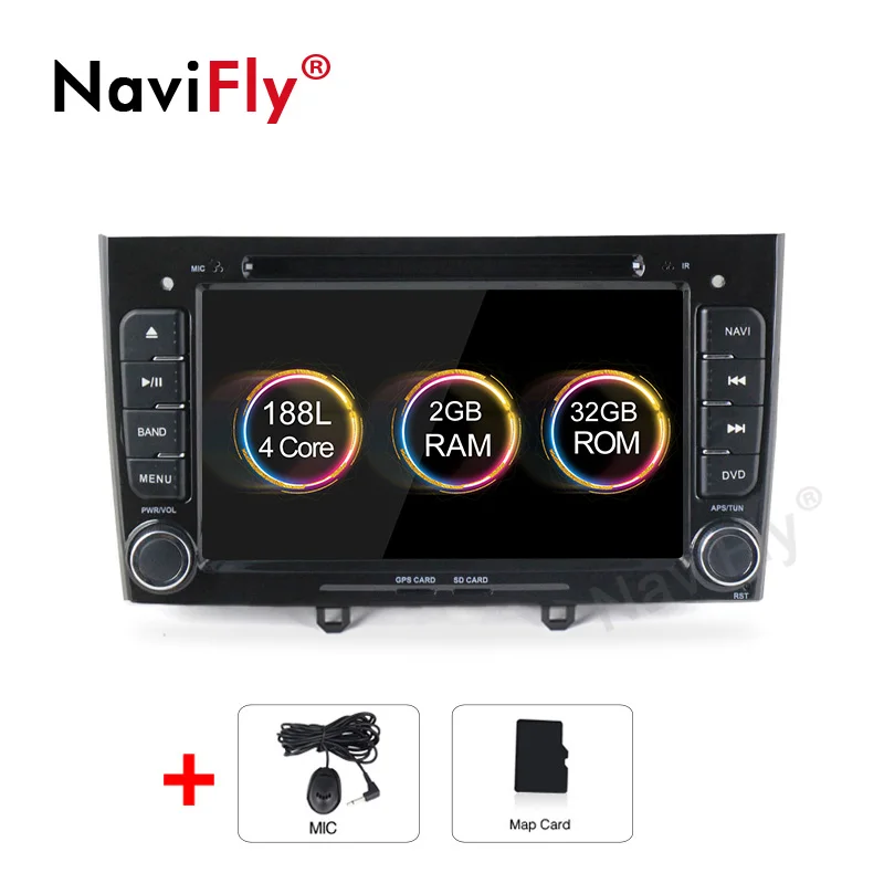 standard Navifly 4G wifi Android9.1 RDS 32G rom 2G ram автомобильный мультимедийный плеер для peugeot 408 peugeot 308 308SW Автомобильный DVR Камера просмотра OBD2 - Цвет: standard