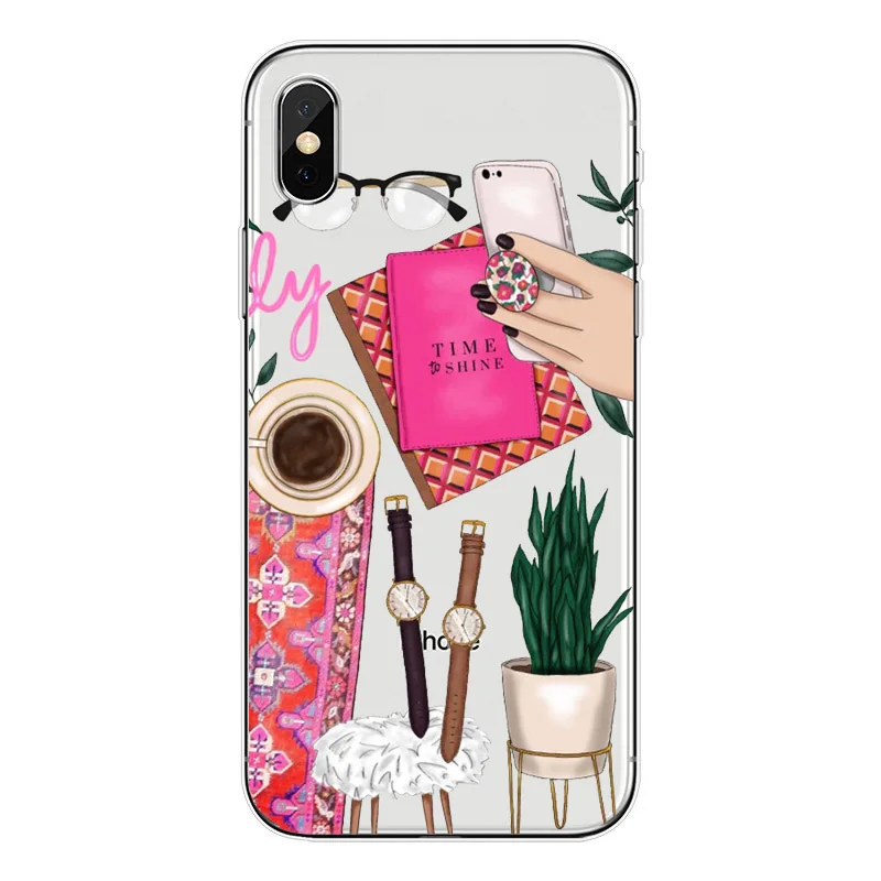 Fashion Travel girl Soft TPU Phone Case For iPhone X 5S SE 6 6S Plus 7 8 Female boss Women clear Silicone Cover |