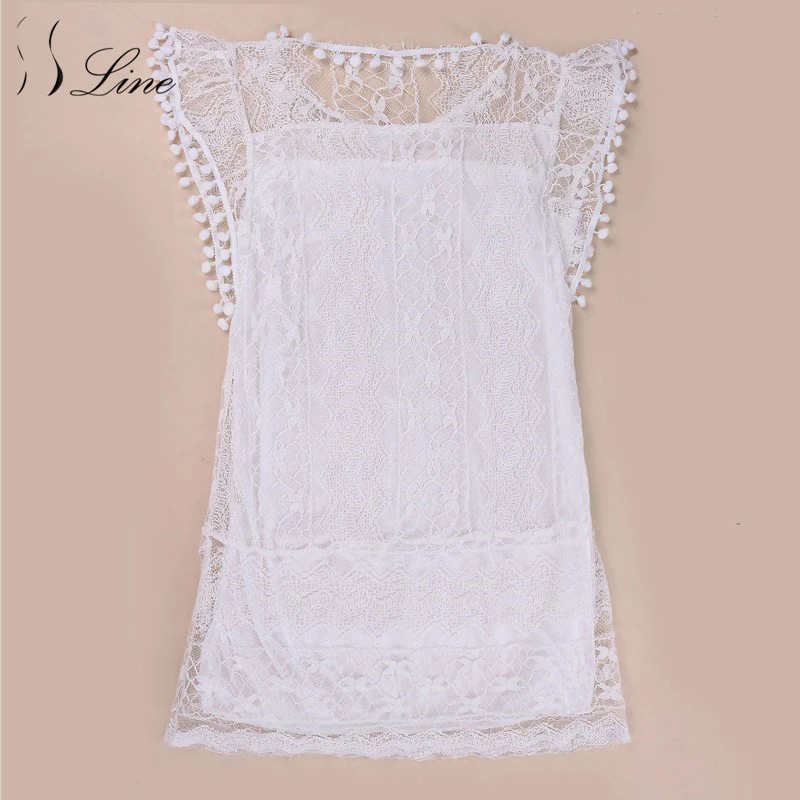 Солевой 2017 жаркое лето платье сексуальные кружева лоскутное белые Для женщин