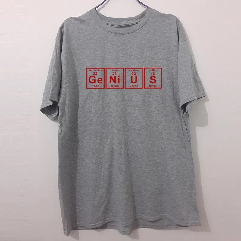 Забавная футболка GENIUS perioical TABLE Science Chemistry Awesome Humour, Мужская футболка с принтом для взрослых, отличный подарок, футболка унисекс - Цвет: gray