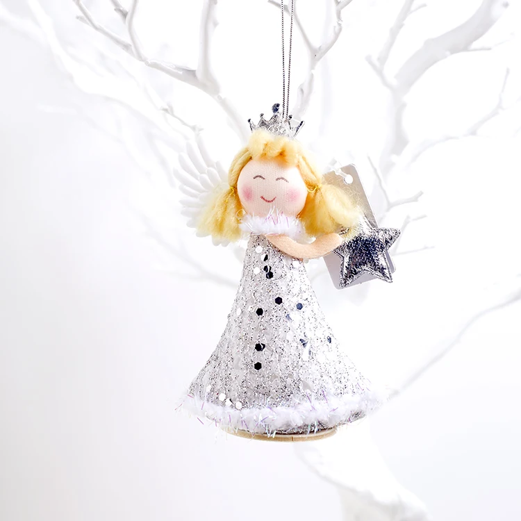 silver star angel Корона Ангел девочка кукла Рождество Ornemant для рождественской елки Украшение подвесной кулон Рождественская вечеринка Декор для дома стол окно - Цвет: silver star angel