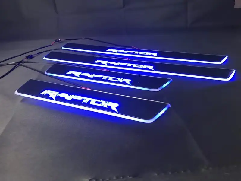 

Qirun acrylic led moving door scuff welcome light pathway lamp door sill plate linings for ford raptor