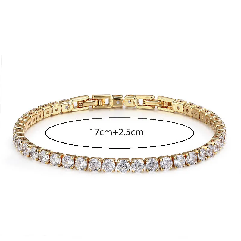 Cluster Round CZ Tennis Chain Gold Color Bracelet & Bangles For Women Girls Gift Jewelry Braceletes pulseras bracciali donna|colorful