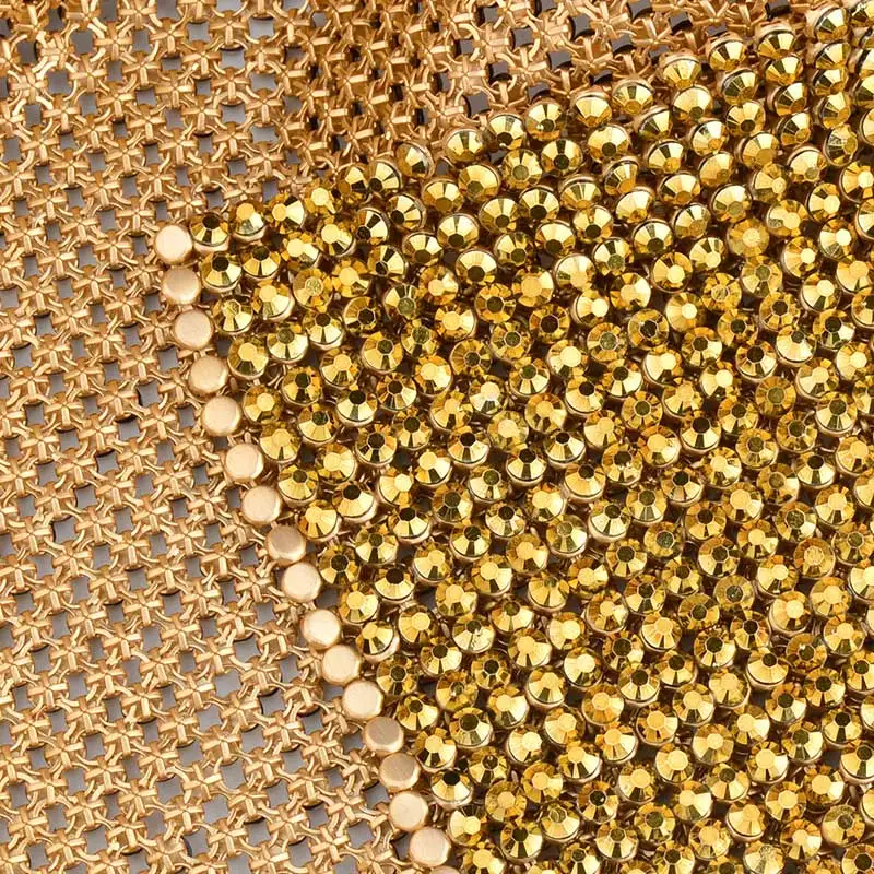 Gold JUNAO 45*120 см, черная Золотая кристальная ажурная ткань со стразами, аппликация из алюминиевого металла, отделка из полимерных страз, лента для изготовления платьев - Цвет: Gold