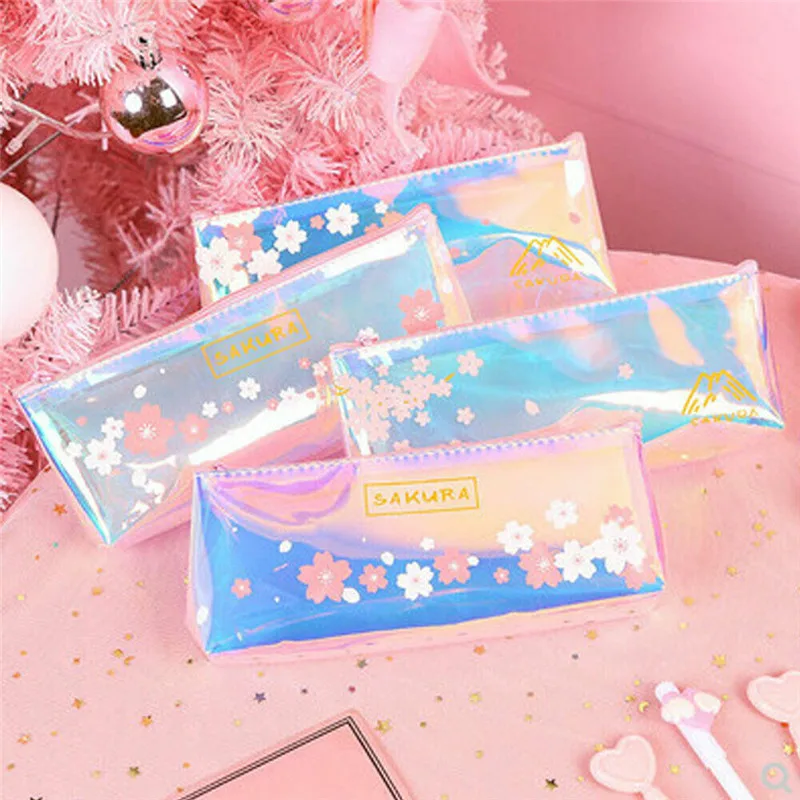 

NoEnName Fresh Student With Pencil Case PVC Laser Pencil Bag New Net Creative Cute Small Coin Purses Card Holder Wallet Handbag