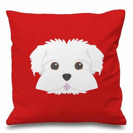 Чехол Подушка с изображением Мальтийского лица декоративное сиденье для