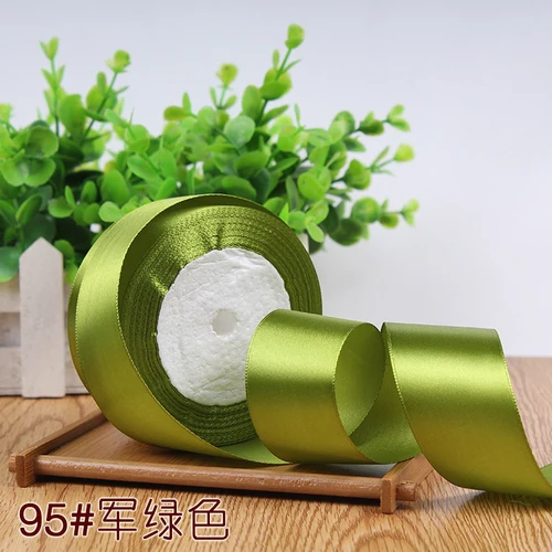 Army Green 25 ярдов/рулон) сатиновая подарочная лента Свадебная Упаковка для рождественской вечеринки украшения сделай сам, с лентой, с местом для рулон ткани(6/10/12/15/20/25/40/50 мм - Цвет: Army Green