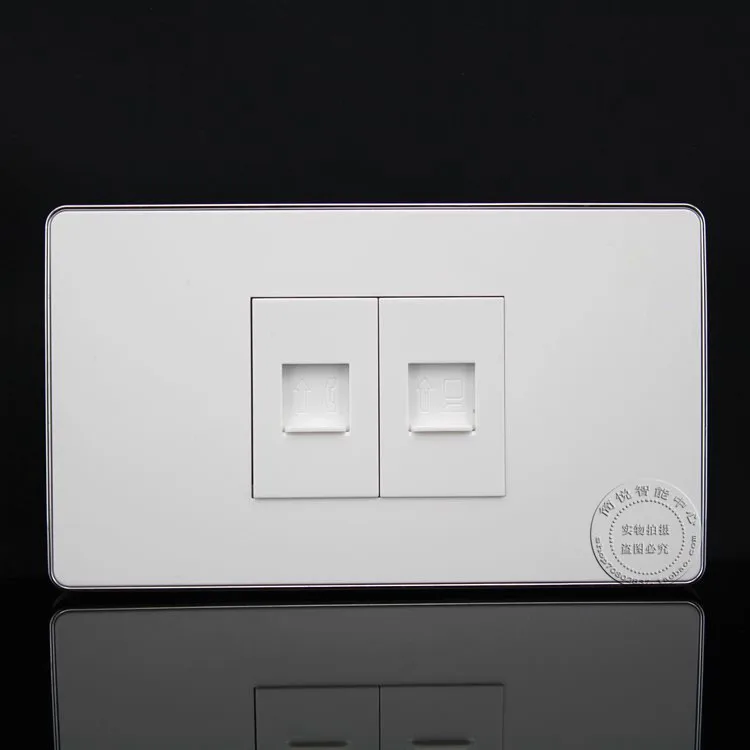 120MM Wall Plate 2 Ports Telephone RJ11 Cat3 & Network LAN RJ45 Panel Faceplate Connector