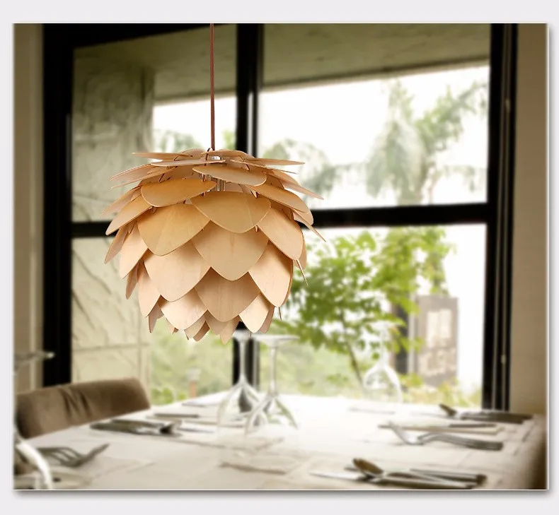 Современные подвесные светильники Pinecone, кухонная лампа для столовой, гостиной, ресторана, светодиодный светильник в стиле лофт, винтажная деревянная лампа
