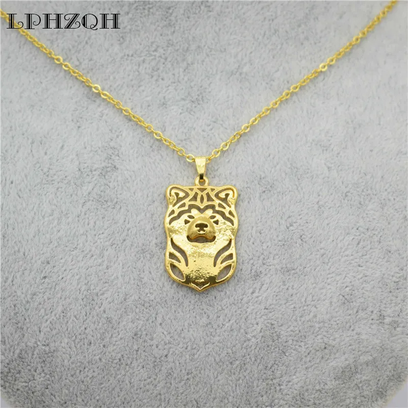 LPHZQH модный полый мультяшный щенок из металлического сплава японский Akita Inu колье