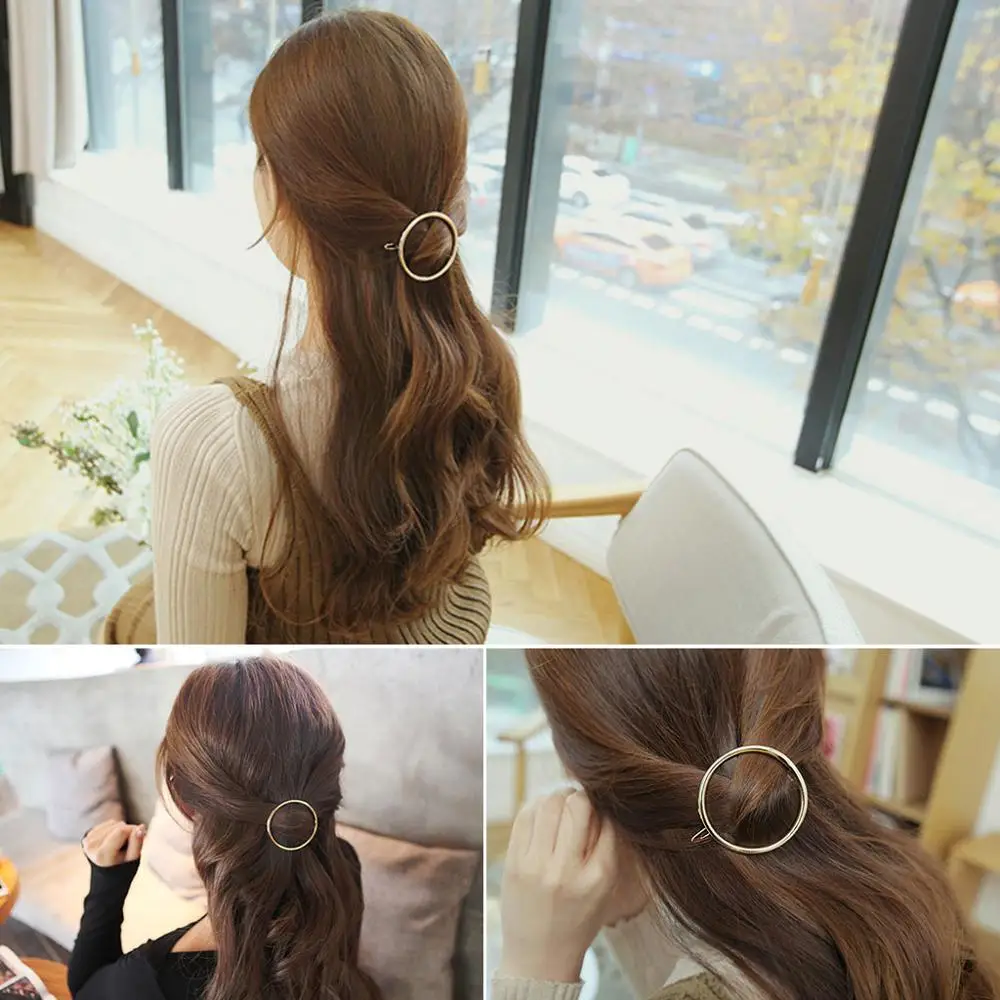1 шт. женская заколка для волос из металлического сплава круглая Геометрическая