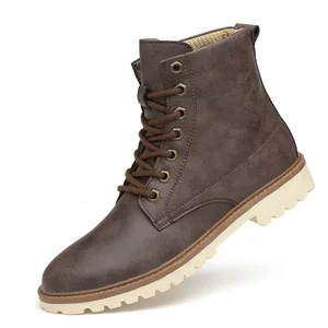 Винтажная обувь ручной работы на шнуровке; Новинка; сезон весна; мужские серые ботильоны из натуральной кожи на платформе; коричневая дышащая Рабочая обувь с крыльями