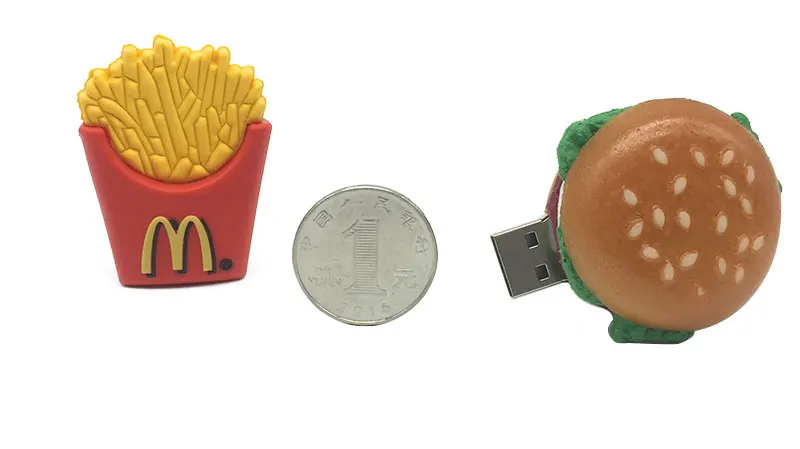 USB флеш-накопитель, флеш-накопитель, креативный, 4 ГБ, 8 ГБ, 16 ГБ, 32 ГБ, 64 ГБ, флеш-накопитель, 128 ГБ, мультяшная фри, гамбургер, usb флешка, 2,0 гамбургер