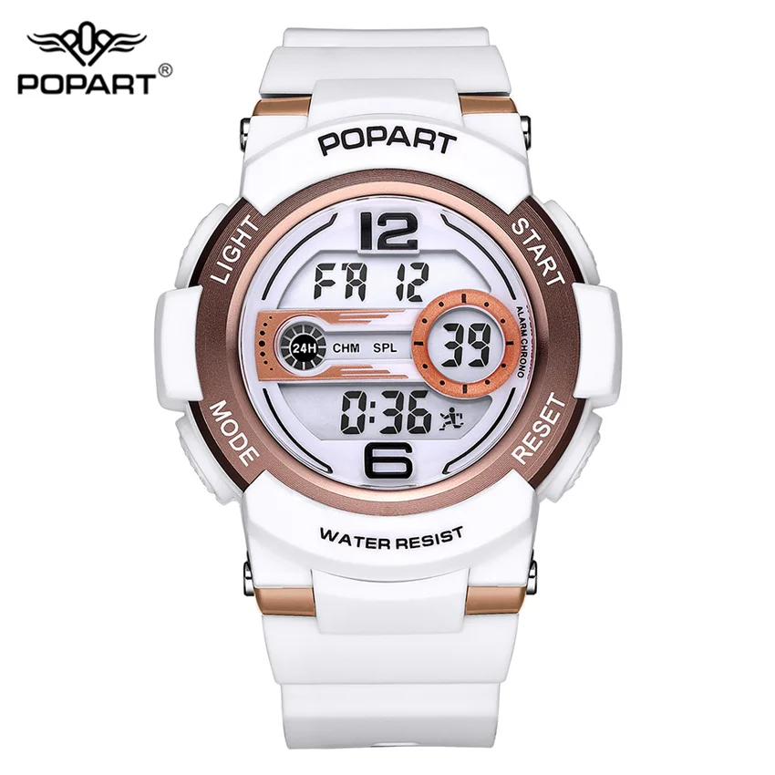 POPART детские часы наручные подсветка будильник 50 м водонепроницаемые золотые