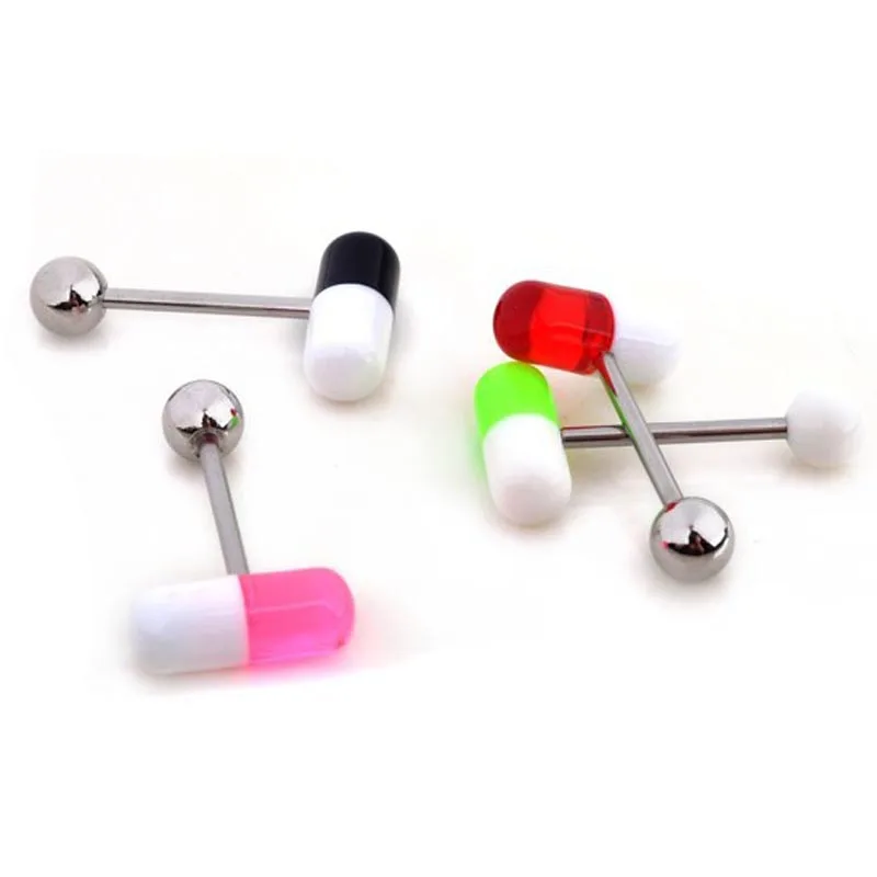 PINKSEE 10pc Wholesale Body Jewelry Lots Steel ACRYLIC TONGUE BAR UV Pill CAPSULE Pierce | Украшения и аксессуары