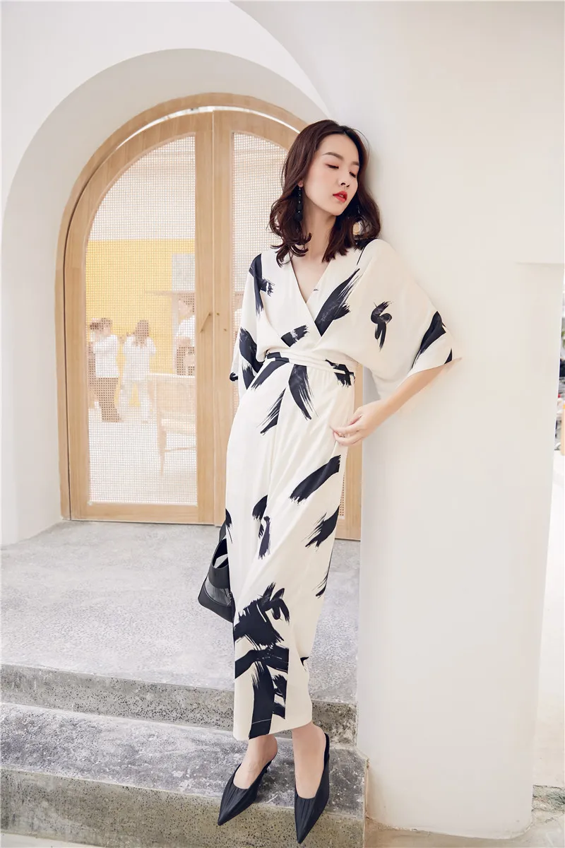 Летние с v образным вырезом высокой талией винтажные печати костюм пляжного типа