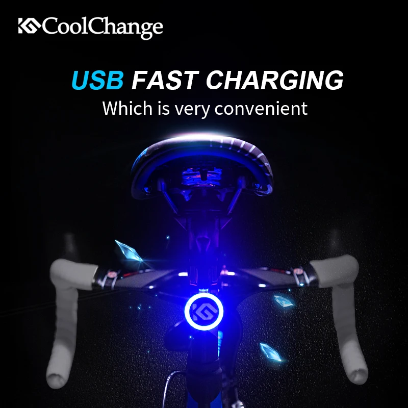 Велосипесветильник фонарь CoolChange водонепроницаемый задний велосипедный зарядка