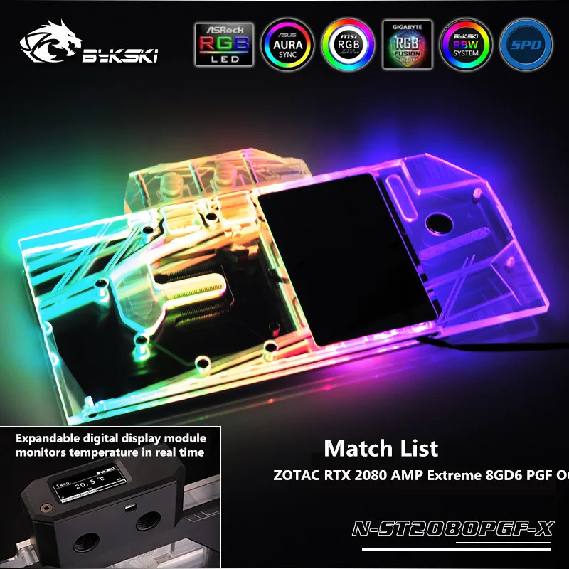 Bykski полное покрытие GPU водный блок для ZOTAC RTX 2080 AMP Extreme 8GD6 PGF OC видеокарта RGB/RBW N ST2080PGF