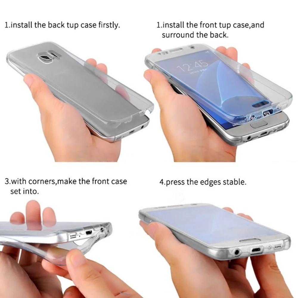 Мягкий прозрачный силиконовый чехол на 360 градусов для Samsung Galaxy S6 S7 Edge S8 S9 S10 Plus Note 8