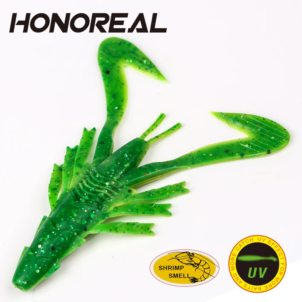 HONOREAL 3 шт. 6 5 см блестящие УФ креветки сильный запах мягкие раки рыболовные