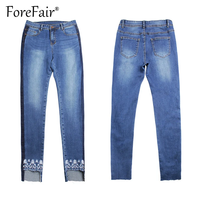 Forefair европейский стиль Осень-зима джинсы новинка 2017 женские высокая талия стрейч