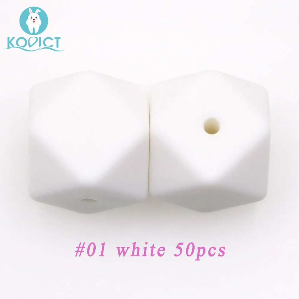 NO.01 white Kovict 17 мм 50 шт шестигранные Силиконовые Бусины Пищевой детский силиконовый стоматологический для изготовления ожерелья грызунов - Цвет: NO.01 white
