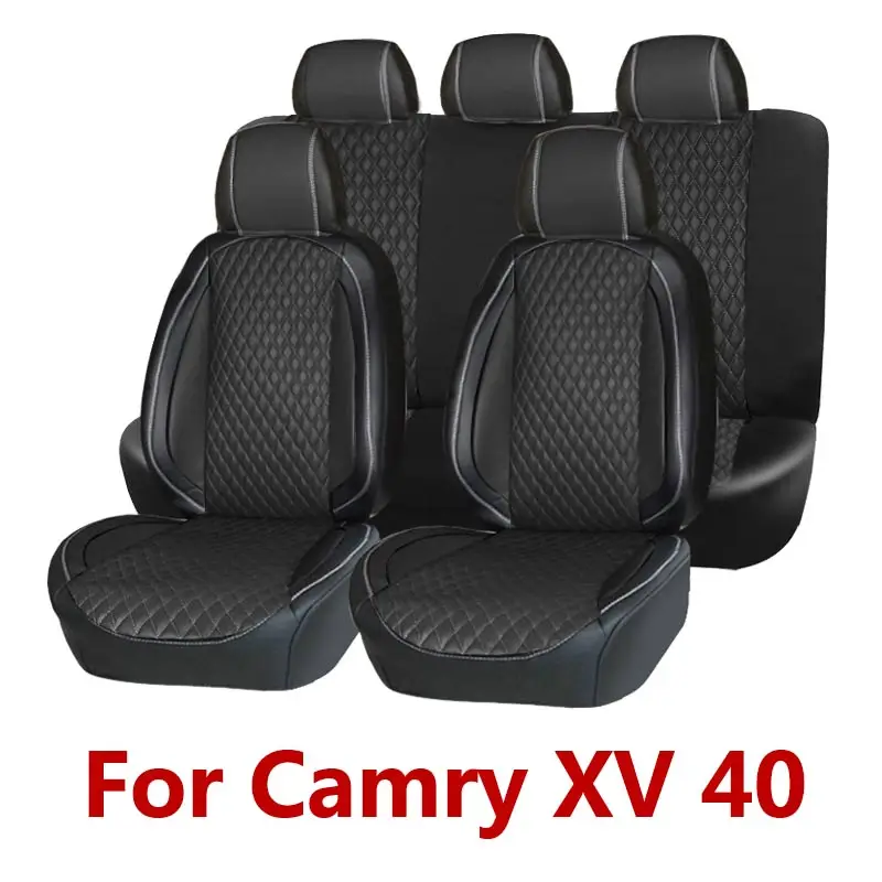 BLACK-XV40 Чехол для автокресла из искусственной кожи для Toyota Camry XV 70 50 55 40 черный 5 сидений водонепроницаемый чехол для автомобильного интерьера модели на заказ - Название цвета: BLACK-XV40