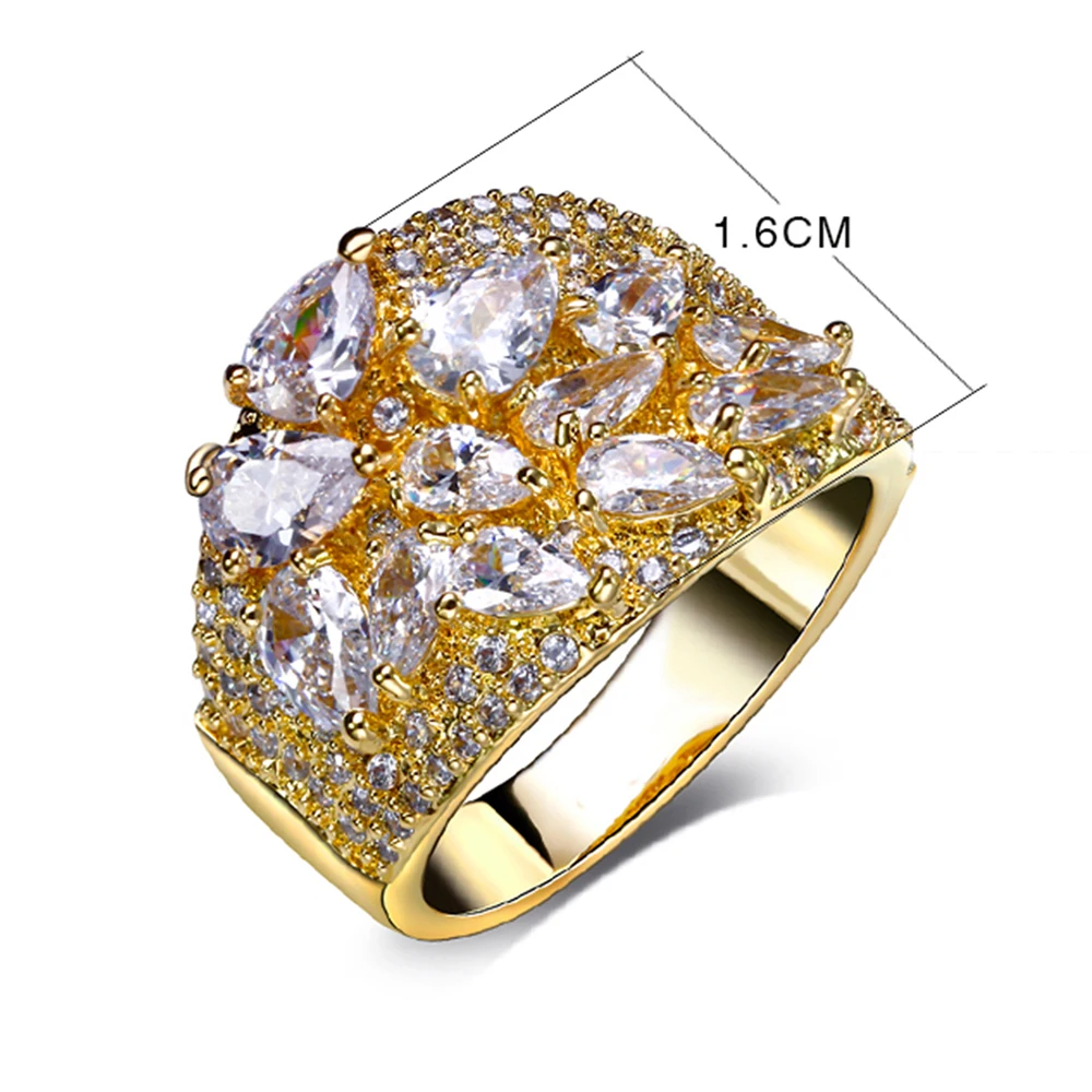 New Ring with Water Drop CZ stones jewelry Gold-color anel feminino dropshipping alibaba-express bijoux Fashion rings for women | Украшения