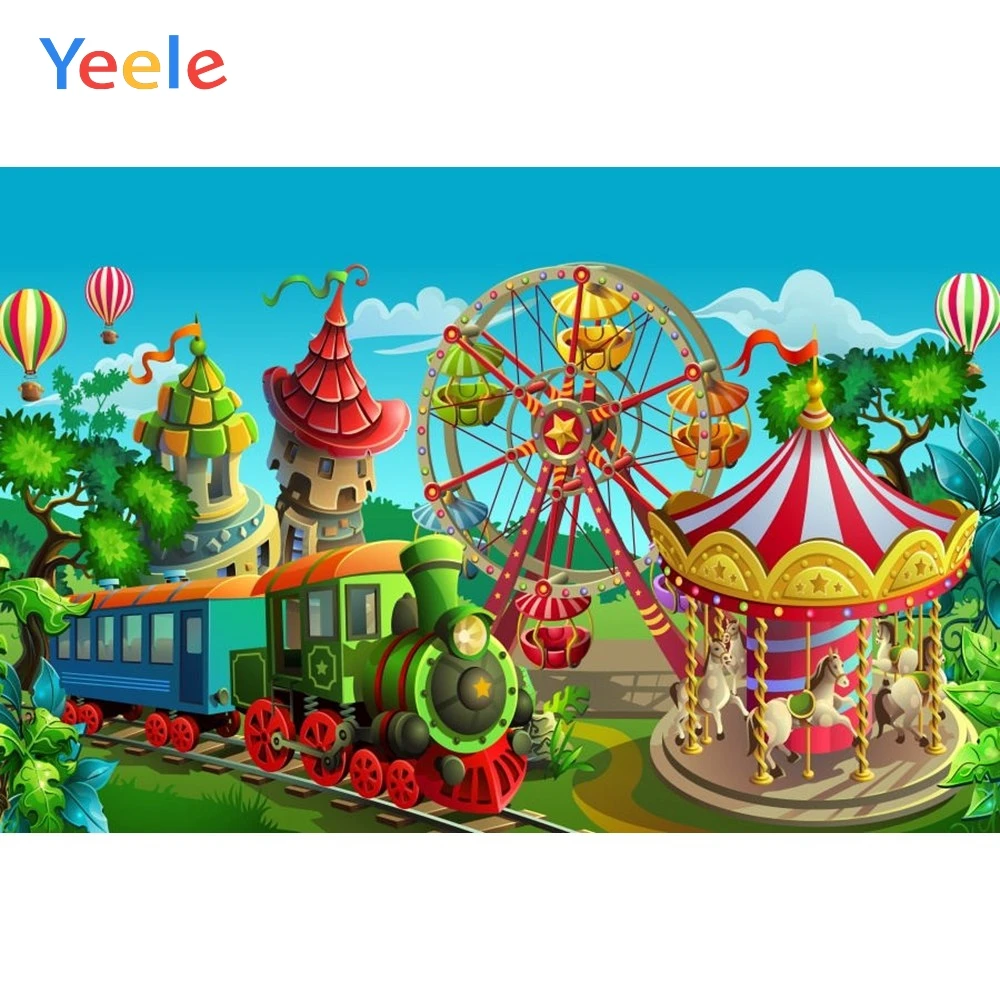 Виниловый Фотофон Yeele с изображением карусель на детской площадке Детские