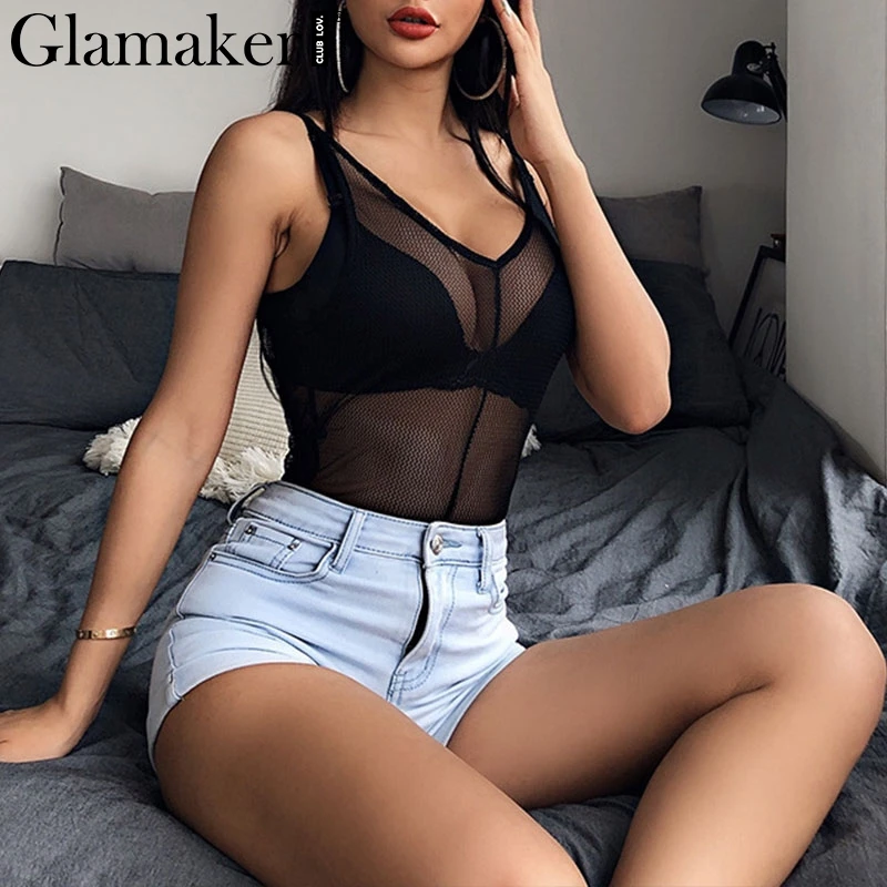Glamaker черные с v-образным вырезом пляжные закрытые сетчатые открытые купальные костюмы женский короткий комбинезон сексуальные прозрачные бикини с открытой спиной крышки