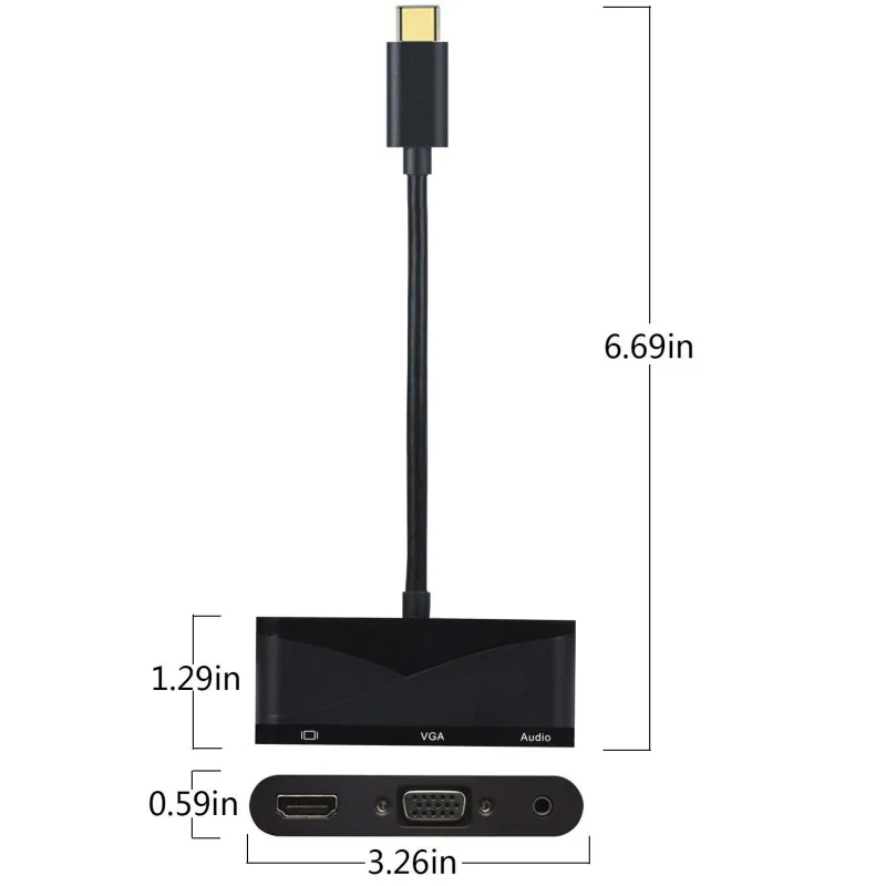 USB C к HDMI VGA аудио адаптер 3 1 Тип 4K 1080P 55 мм конвертер двойной экран для Apple MacBook Pro |
