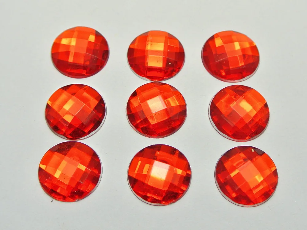 

100 Red Acrylic Flatback Faceted Round Rhinestone Gems 16mm No Hole