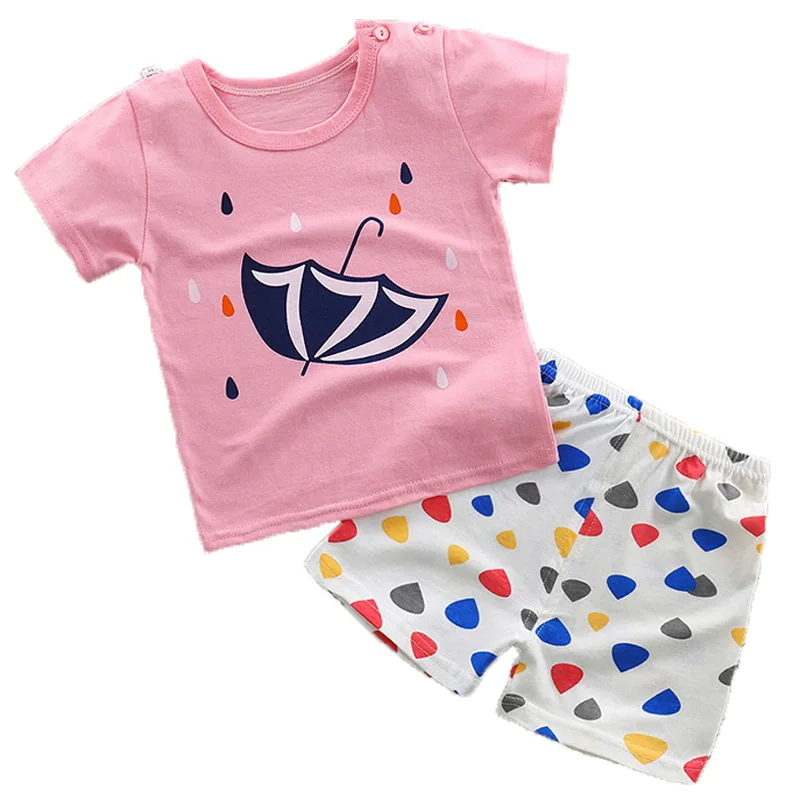 children's short sleeve shorts boys and girls cotton suit baby t - shirt two-piece tide 2018 new summer P951 | Детская одежда и